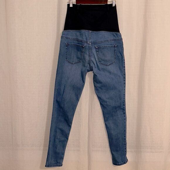 isabel 4/27 Medium Wash Blue Maternity Denim Jegging Criss Cross Back - Picture 2 of 14